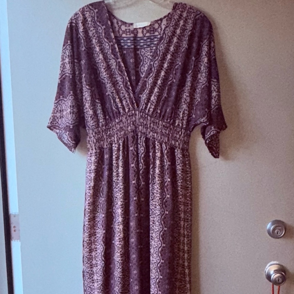 Altar'd State Brown Patterned Geo Maxi Dress